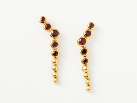 Beaded Red Garnet Gemstone Drop Earrings Hot on Sale