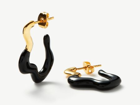 Wavy Enamel Hoop Earrings Sale