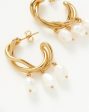 Molten Baroque Pearl Drop Hoop Earrings For Cheap