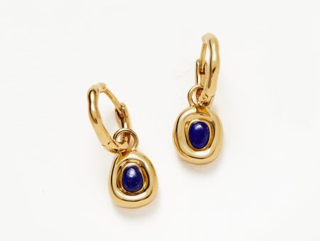 Molten Gemstone Doughnut Charm Small Hoop Earrings | 18ct Gold Vermeil Lapis Online Hot Sale