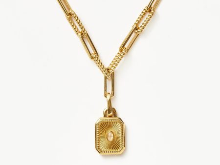 Engravable Square Locket Chain Necklace | 18ct Gold Plated Rainbow Moonstone Fashion