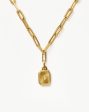 Engravable Square Locket Chain Necklace | 18ct Gold Plated Rainbow Moonstone Fashion