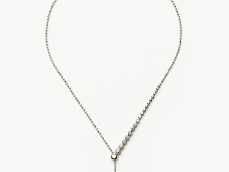 Beaded Stone Slider Lariat Necklace| Sterling Silver Cubic Zirconia Supply