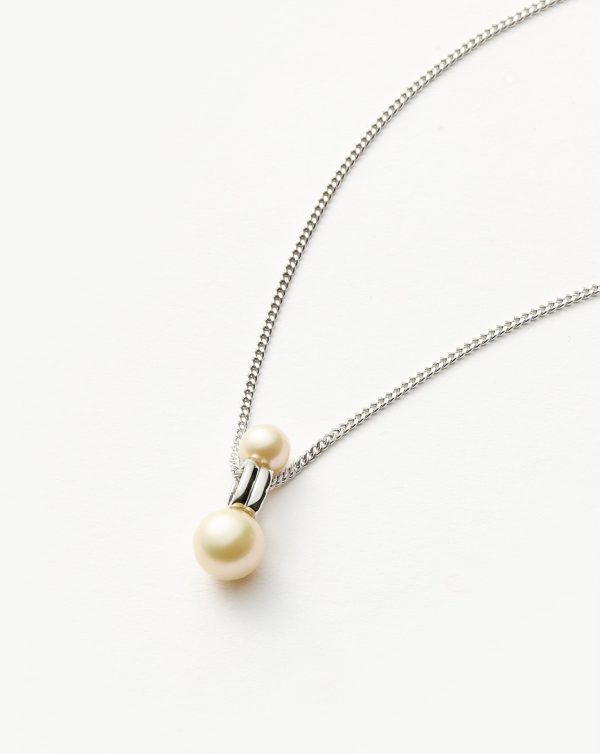 Pearl Ridge Pendant Chain Necklace | Sterling Silver Pearl Hot on Sale