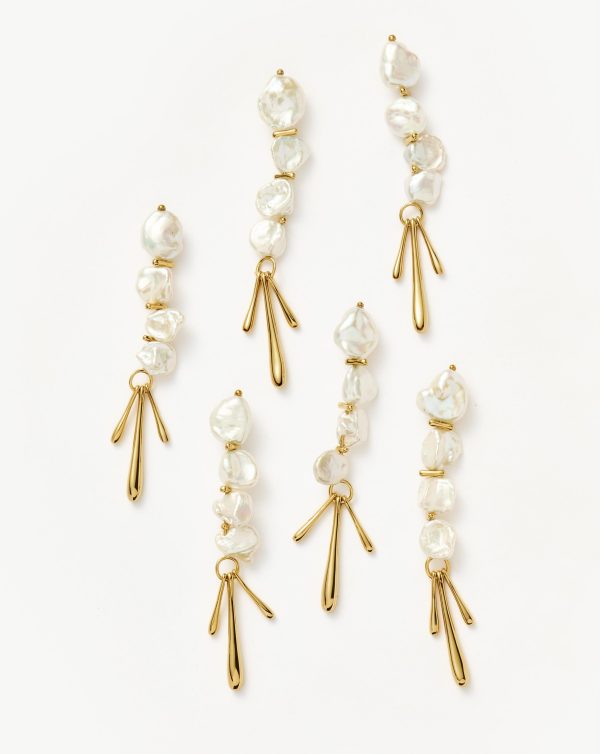 Keshi Pearl Sculptural Drop Earrings | 18ct Gold Plated Pearl Online now