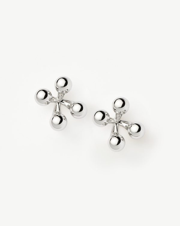 Atom Oversized Stud Earrings | Silver Plated Online