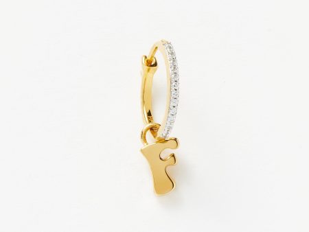 Initial Single Charm Hoop Earring - Initial F | 18ct Gold Vermeil For Discount