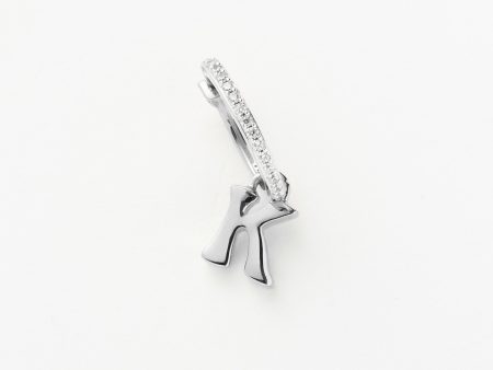 Initial Single Charm Hoop Earring  - Initial K | Sterling Silver Online now