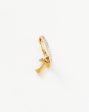 Initial Single Charm Hoop Earring - Initial T | 18ct Gold Vermeil Fashion