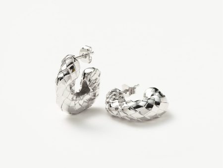 Serpent Small Textured Chubby Hoop Earrings | Silver Plated Online now