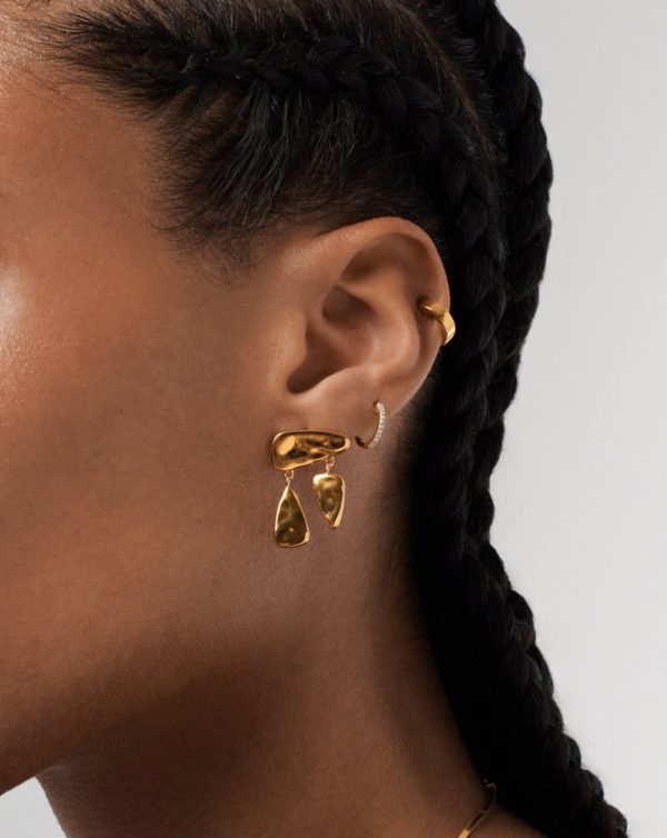 Molten Floating Charm Stud Earrings | 18ct Gold Plated Online Sale