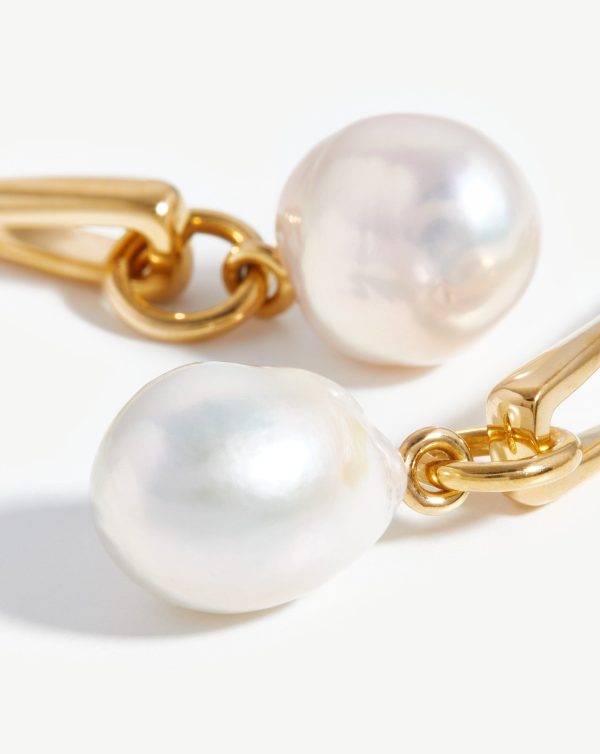 Baroque Pearl Twisted Drop Earrings | 18ct Gold Plated Pearl For Discount