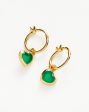 Jelly Heart Charm Mini Hoop Earrings | 18ct Gold Vermeil Green Chalcedony For Discount