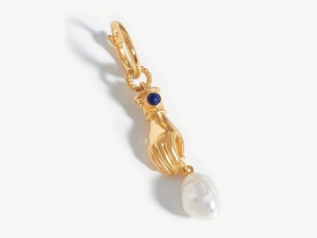 Harris Reed Handpicked Pearl Single Earring | 18ct Gold Plated Pearl & Blue Sapphire Online Hot Sale