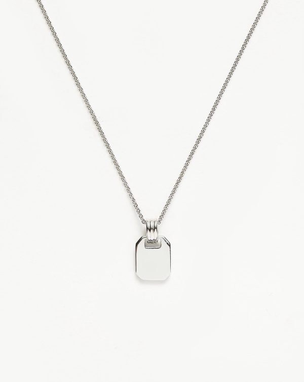 Engravable Small Tag Pendant Necklace | Sterling Silver Sale