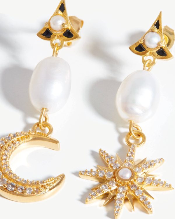 Harris Reed Moonlight Pearl Drop Earrings | 18ct Gold Plated Pearl For Cheap