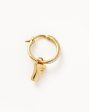 Initial Single Charm Hoop Earring - Initial F | 18ct Gold Vermeil For Discount