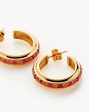 Hot Rox Gemstone Medium Hoop Earrings | 18ct Gold Vermeil Pink Quartz & Peach Chalcedony Online Hot Sale