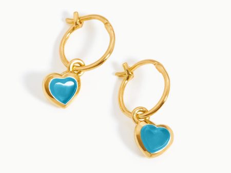 Jelly Heart Gemstone Charm Hoop Earrings Hot on Sale