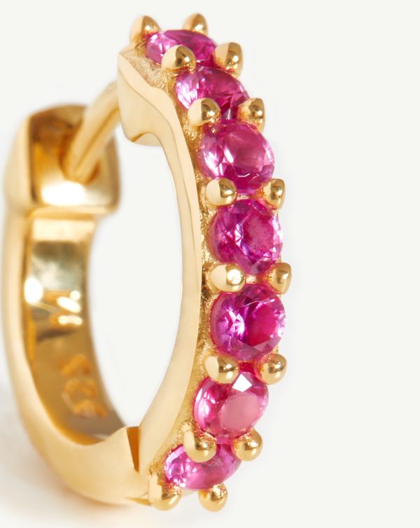 Classic Stone Huggies | 18ct Gold Vermeil Pink Zirconia For Sale