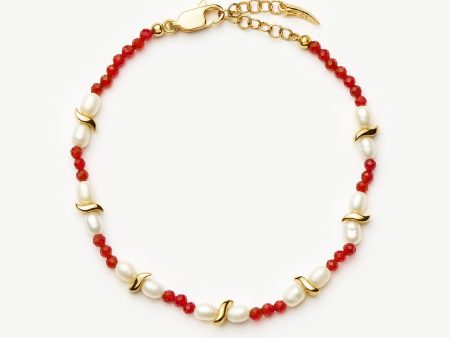 Savi Seed Pearl Beaded Bracelet | Red Quartz & Pearl For Cheap