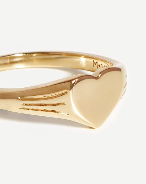 Fine Engravable Heart Signet Ring | 14ct Solid Gold Hot on Sale