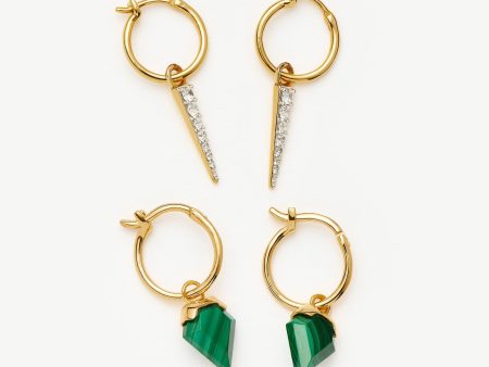 Shield & Spike Charm Hoop Earring Set | 18ct Gold Vermeil Hot on Sale