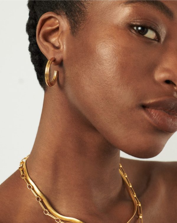 Ridge Medium Hoop Earrings | 18ct Gold Plated Online now