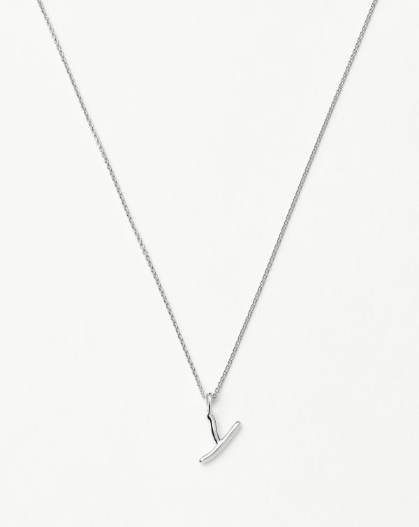 Curly Molten Mini Initial Necklace - Y | Sterling Silver on Sale