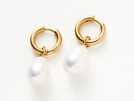 Baroque Pearl Drop Tunnel Mini Hoop Earrings | 18ct Gold Vermeil Pearl Discount