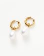 Baroque Pearl Drop Tunnel Mini Hoop Earrings | 18ct Gold Vermeil Pearl Discount