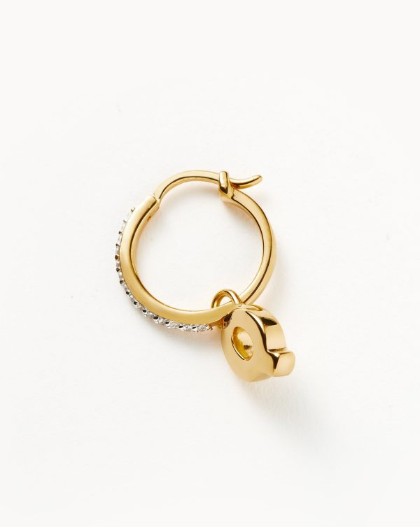 Initial Single Charm Hoop Earring - Initial Q | 18ct Gold Vermeil on Sale