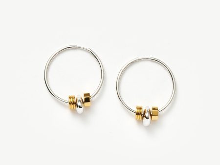 Abacus Beaded Medium Charm Hoop Earrings | 18ct Recycled Gold Vermeil and Rhodium on Sterling Silver For Cheap