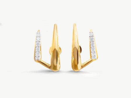 Large Claw Pave Double Stud Earrings For Sale