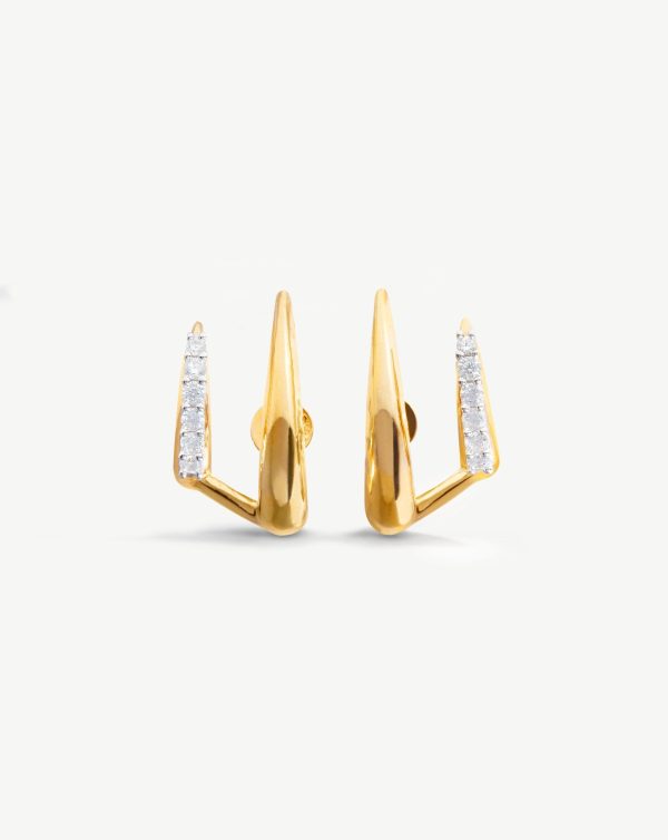 Large Claw Pave Double Stud Earrings For Sale