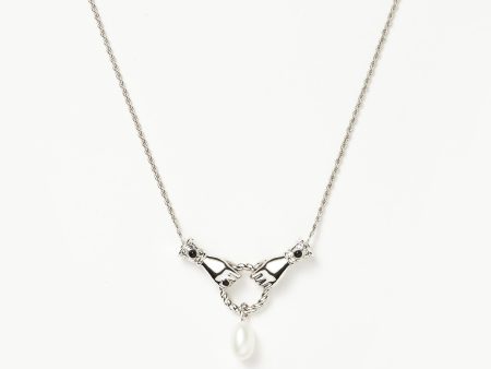 Harris Reed In Good Hands Drop Pendant Necklace | Silver Plated Pearl & Black Onyx Online