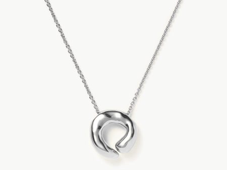 Molten Doughnut Pendant Necklace | Silver Plated For Sale