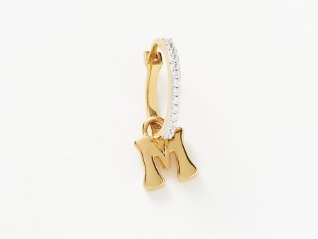 Initial Single Charm Hoop Earring - Initial M | 18ct Gold Vermeil Online now