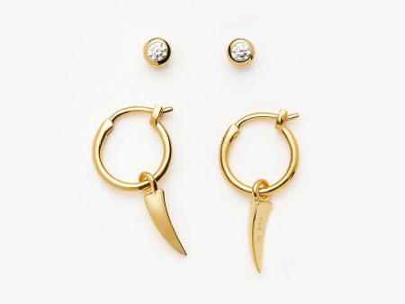 Claw Hoop & Stud Earring Set | 18ct Gold Vermeil Hot on Sale