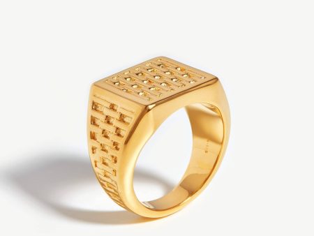 Fused Woven Square Signet Ring | 18ct Gold Vermeil For Cheap