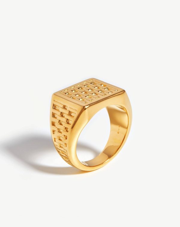 Fused Woven Square Signet Ring | 18ct Gold Vermeil For Cheap