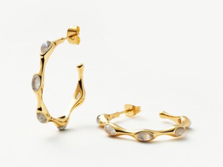 Magma Gemstone Medium Hoop Earrings | 18ct Recycled Gold Plated on Recycled Sterling Silver For Cheap