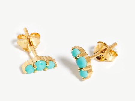 Trio Stud Earrings | 18ct Gold Vermeil Turquoise on Sale