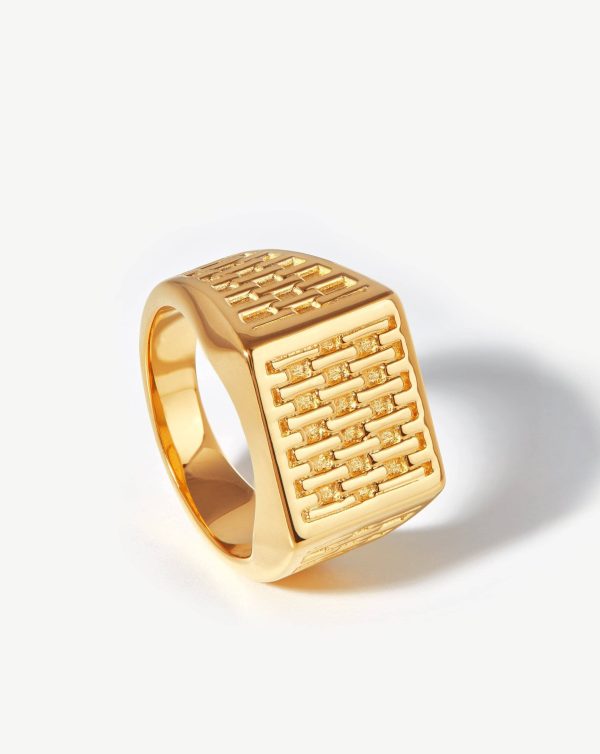 Fused Woven Square Signet Ring | 18ct Gold Vermeil For Cheap