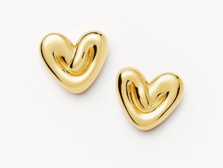 Puffy Heart Oversized Stud Earrings | 18ct Gold Plated Supply