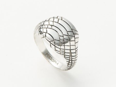 Serpent Textured Signet Ring | Silver Plated Cheap