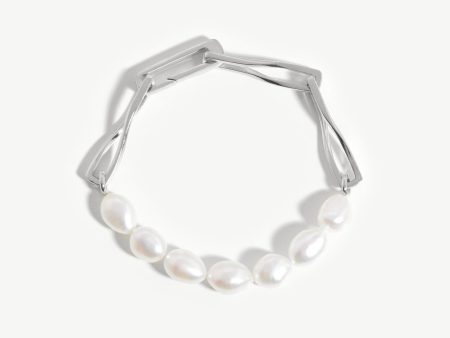 Baroque Pearl Twisted Link Bracelet | Silver Plated Pearl Cheap