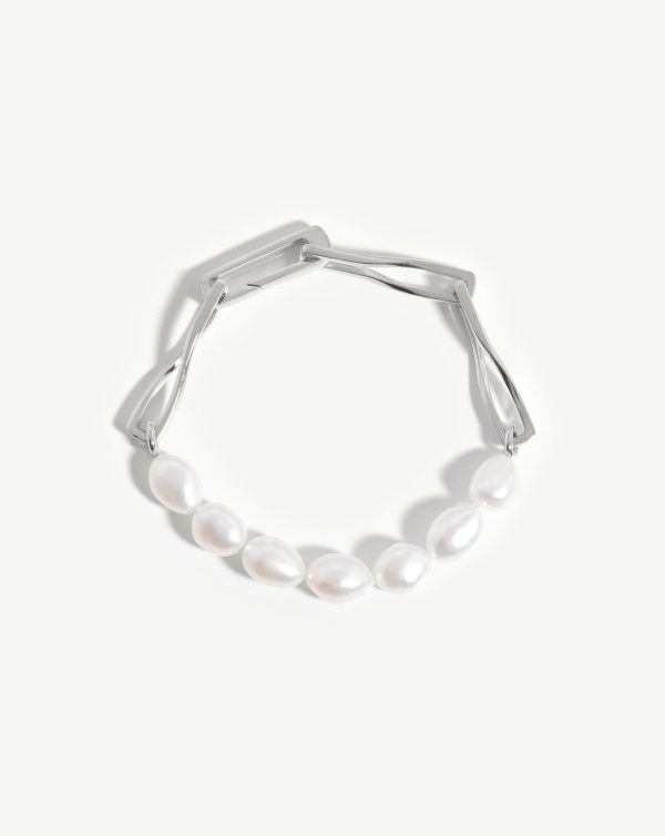 Baroque Pearl Twisted Link Bracelet | Silver Plated Pearl Cheap