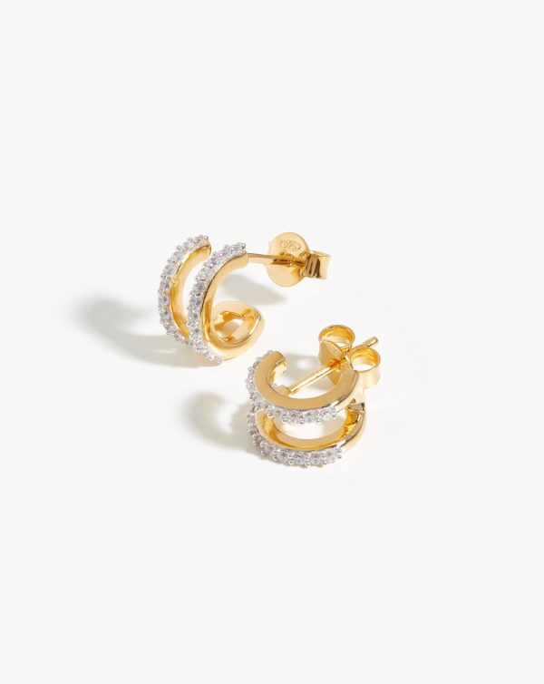 Pave Double Huggies | 18ct Gold Vermeil Cubic Zirconia Discount