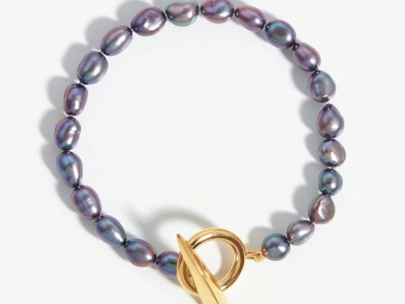 Baroque Pearl Claw T-Bar Bracelet | 18ct Gold Vermeil Peacock Pearl For Sale